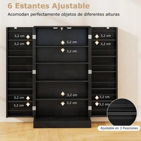 Armário despensa cozinha com 2 portas e prateleiras ajustáveis 59 x 30 x 104 cm Preto