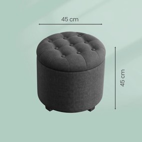 Banco redondo com espaço de arrumação, 45 x 45 x 44,5 cm cinzento escuro