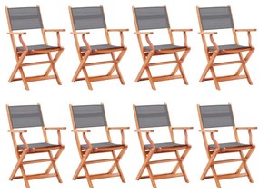 vidaXL Cadeiras jardim dobráveis 8pcs eucalipto maciço/textilene cinza