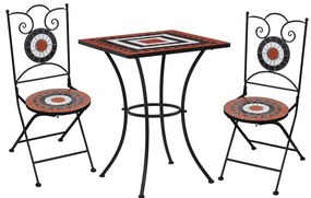 3pcs conjunto bistro mosaico azulejos cerâmica terracota/branco