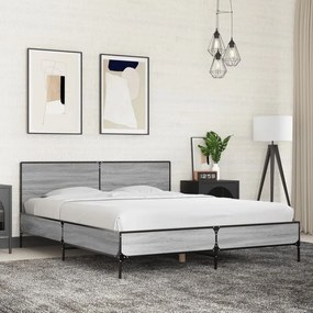 vidaXL Estrutura de cama 150x200 cm derivados madeira/metal