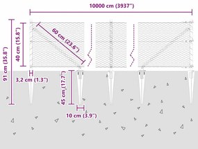 Cerca Hexagonal vidaXL Cinza 0,4x100 m Aço