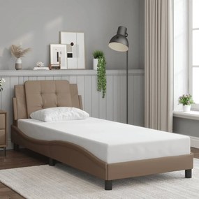 vidaXL Estrutura cama cabeceira 100x200 cm couro artificial cappuccino