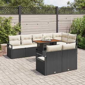 Conjunto de Sofá de Jardim vidaXL de 9 Peças com Almofadas Preto Ratta