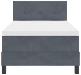 Cama Box com Colchão vidaXL Cinza Escuro 90x200 cm Veludo