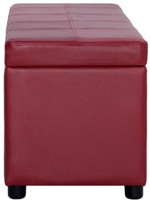 Banco c/ comp. arrumação 116 cm couro artificial vermelho tinto