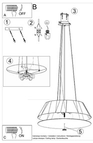 Candeeiro de Teto Suspenso tecido, vidro e aço VEGA 60 Cm Branco