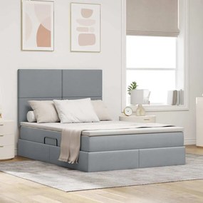vidaXL Cama com arrumação e colchão Cinzento-claro 140 x 190 cm