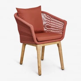 Pack De 2 Cadeiras De Jantar Com Braços Em Madeira De Acácia E Corda Trançada Barker Terracota - Sklum