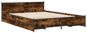 Estrutura de cama c/ gavetas derivados madeira carvalho fumado