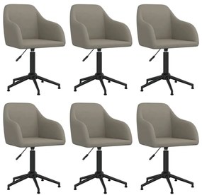 vidaXL Cadeiras de jantar giratórias 6 pcs veludo cinzento-claro