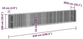 Canteiro elevado/cesto gabião 310x50x100 cm ferro galvanizado