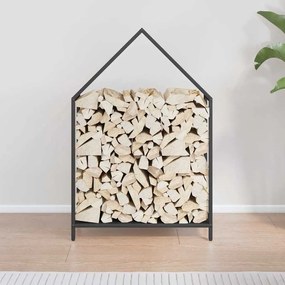 Suporte para lenha 60x25x90 cm aço laminado a frio preto