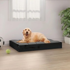 vidaXL Cama para cães 71,5x54x9 cm madeira de pinho maciça preto