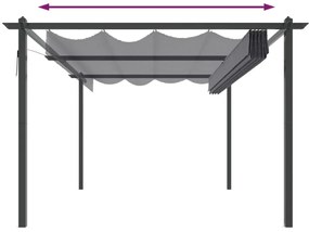 Gazebo de jardim com telhado retrátil 4x3 m antracite