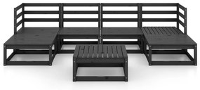 7 pcs conjunto lounge de jardim pinho maciço