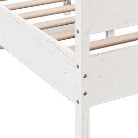 Cama sem colchão 135x190 cm madeira de pinho maciça branco