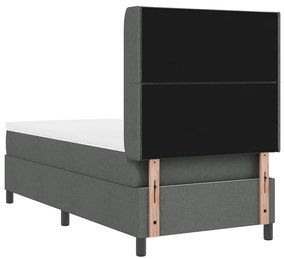 Cama Box com Colchão e LED Cinza Escuro 90x200 cm em Tecido.