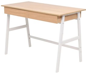 Secretária 110x55x75 cm cor carvalho e branco