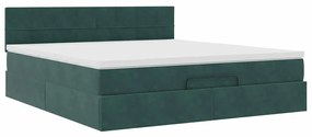 Estrutura de cama otomana com colchão 160x200 cm verde escuro