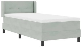 Cama Box Spring com Colchão Cinza Claro 90x190 cm Veludo