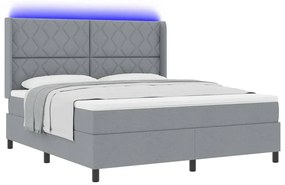 Camas com Estrado e Colchão com Luz LED Cinza Claro 180x200cm, Tecido