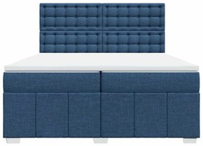 Cama com molas/colchão 200x200 cm tecido azul