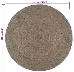 Tapete artesanal em juta redondo 210 cm cinzento