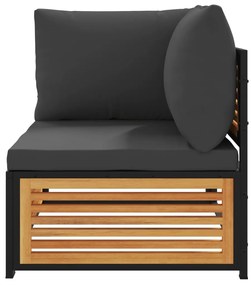 2 pcs conjunto de sofás de jardim c/ almofadões acácia maciça