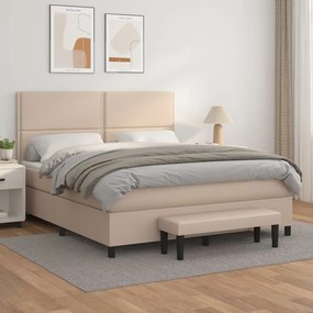 vidaXL Cama com molas/colchão 160x200 cm couro artificial cappuccino