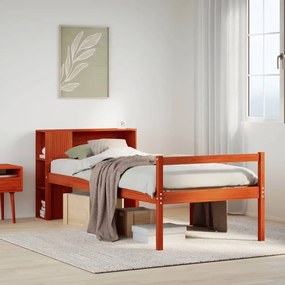 vidaXL Cama com estante sem colchão 75x190 cm madeira maciça
