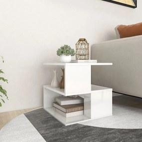 vidaXL Mesa de apoio 40x40x40 cm contraplacado branco brilhante