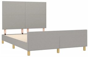 Estrutura de cama sem colchão 140x200 cm tecido cinzento-claro