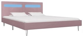 Estrutura de cama com LED 180x200 cm tecido cor-de-rosa
