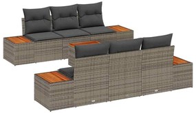 Conjunto de Sofás para Jardim vidaXL com Almofadas Cinza Rattan de Pol