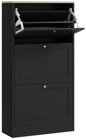 HOMCOM Móvel Sapateira de Entrada com 3 Gavetas Basculantes e Prateleiras Ajustáveis para 18 Pares de Sapatos 60x23,5x115 cm Preto