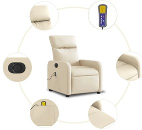 Poltrona de massagens reclinável elétrica tecido creme