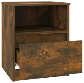 Mesa cabeceira 2pcs 40x40x50cm derivado madeira carvalho fumado