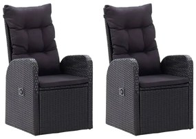 7 pcs conjunto de jantar para jardim com almofadões preto