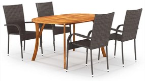 vidaXL 5 pcs conjunto de jantar para jardim castanho