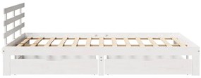 Estrutura de cama c/ gavetas 120x200 cm pinho maciço branco