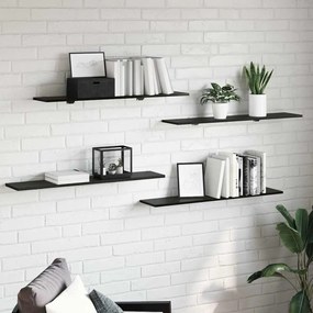 Prancha de Estante para Livros 4 pcs Preto 100 x 40 x 1.5cm