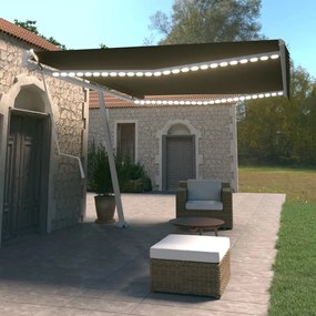 vidaXL Toldo automático com LED e sensor de vento 500x350 cm antracite