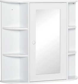 HOMCOM Armário com Espelho Casa Banho Prateleiras Laterais Organização 66x17x63cm Branco | Aosom Portugal
