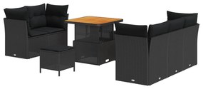 vidaXL Conjunto de Sofá de Jardim 8 pcs Preto vime PE