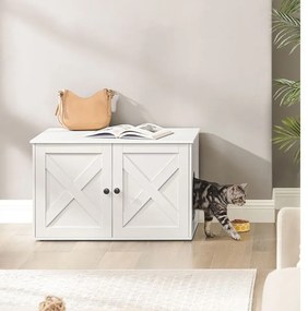 Armário para o caixa de areia gatos com divisória amovível 80 x 53 x 50 cm Branco