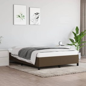 vidaXL Estrutura de cama sem colchão 140x200 cm tecido castanho-escuro