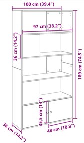Estante 100x36x189 cm derivados de madeira cinzento cimento