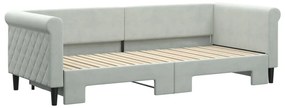 Sofá-cama com gavetão 80x200 cm veludo cinzento-claro