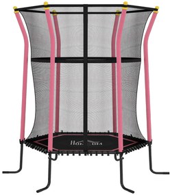 HOMCOM Trampolim para Crianças Cama Elástica Infantil com Rede de Segurança para Interiores e Exteriores Ø163,5x190 cm Rosa